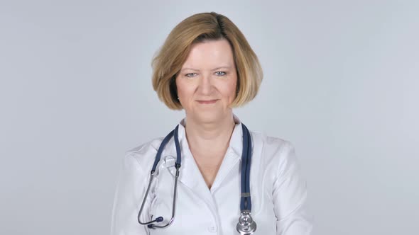 Portrait of Old Doctor Shaking Head To Accept, Yes alt