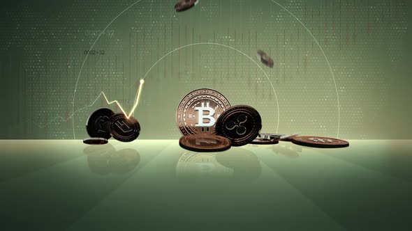 13 - 2 BITCOIN Cryptocurrency Background with Text and Statistics 4K alt