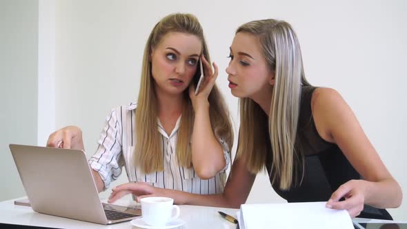 Blonde Business Woman Working at Modern Office alt