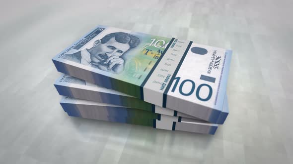 Serbia dinar money banknote pile packs alt