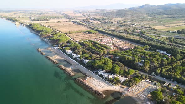 Amazing Aerial View of Tuscany Coastline in Summer Season Italy alt