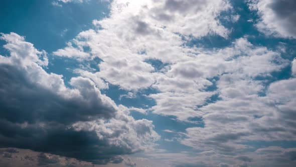 Timelapse of Gray Cumulus Clouds Moves in Blue Dramatic Sky Cirrus Cloud Space alt