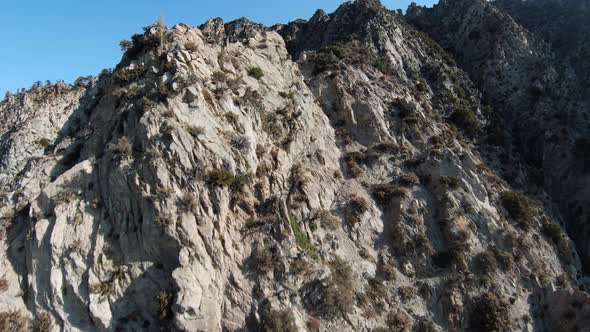 Aerial shot of the rugged landscape of the San Gabriel Mountains alt