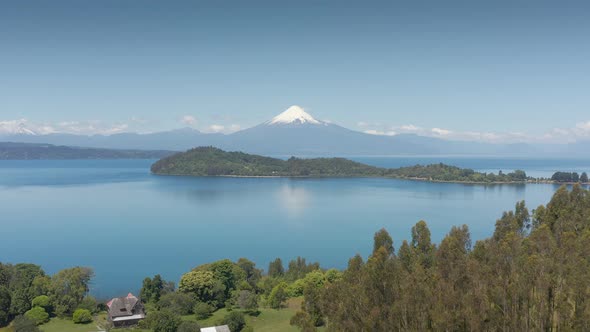 Aerial Landscape of Osorno Volcano and Llanquihue Lake at Puerto Varas, Chile, South America. alt