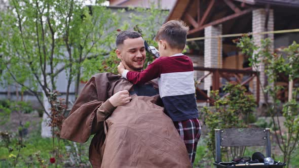 Funny Time Small Cute Boy Try To Make a Haircut alt