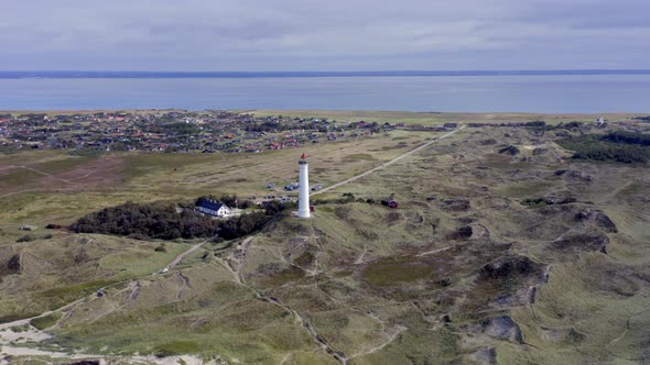 A Lighthouse on the Dunes of Northern Denmark at Lyngvig Fyr alt