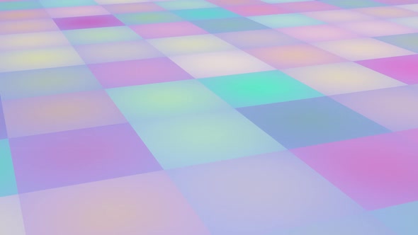 Abstract moving background with multi-colored squares. Looped rotation in 3D space. alt
