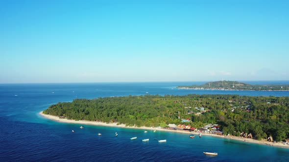 Natural birds eye abstract view of a white paradise beach and blue water background in colourful 4K alt