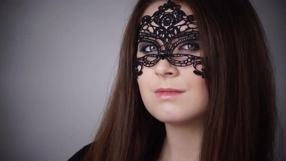 Woman in Black Carnival Mask  alt