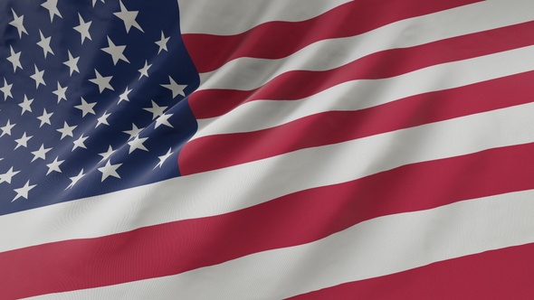 American flag waving in the wind.