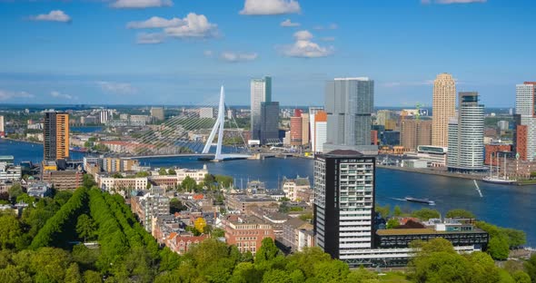View of Rotterdam City and the Erasmus Bridge Erasmusbrug alt