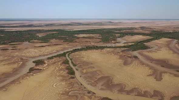 Mud Sandflats in Derby, Kimberley, Western Australia 4K Aerial Drone