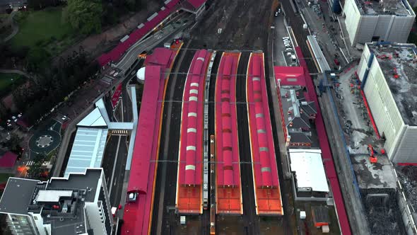 Top View Of Roma Street Station In Brisbane Central Business District, Queensland, Australia. Aerial alt