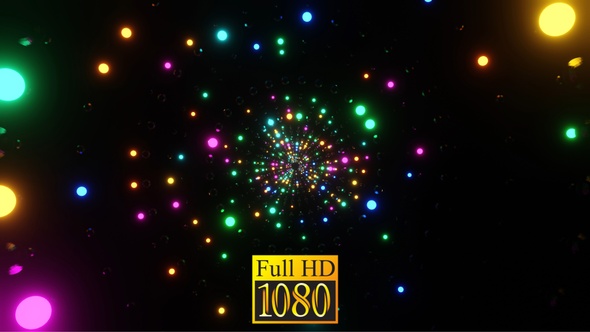Ring Tunnel Of Shimmering Neon Balls With Rotation HD alt