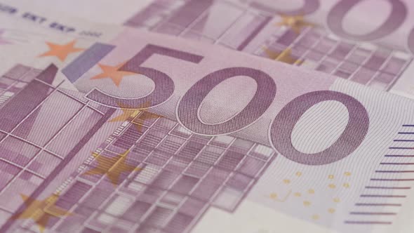 Shallow DOF  EU paper money in five hundred denominations 4K 2160p 30fps UltraHD tilting    footage  alt