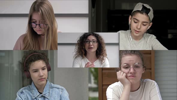 Teacher or Tutor Conducts Video Lesson for the Students alt