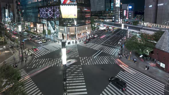 Sukiyabashi Crossing Near Tokyu Plaza Shopping Mall At Shopping District Of Ginza In Tokyo, Japan. - alt