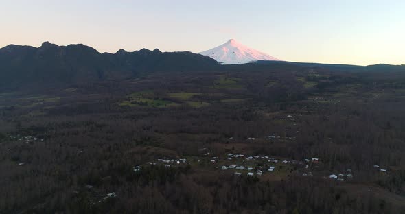 View Of Active Volcano Villarrica Across Valley In Pucon Chile alt