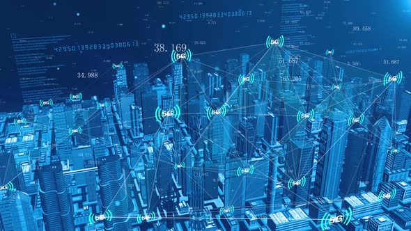 5g Network Communication All Things Connected Smart City Science Fiction City alt