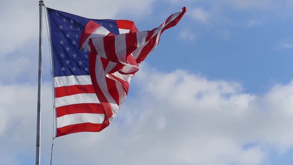 Large American Flag Waving, Slow Motion Video 