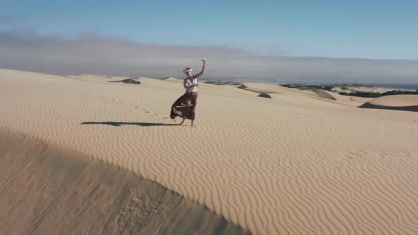 Woman Creating Futuristic World of Future Aerial View Virtual Reality Headset alt