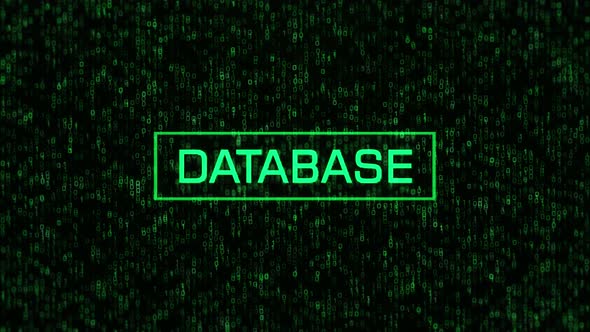 DATABASE Text Over Computer Binary Background. DATABASE Concept Over Binary Code alt