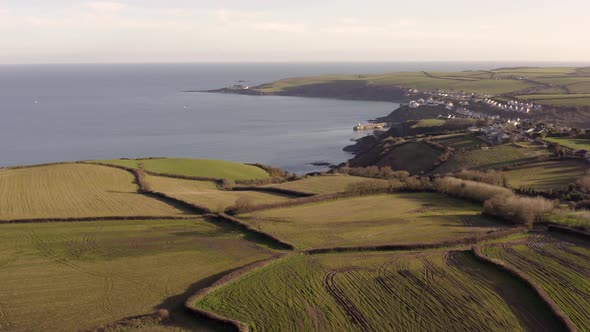 The Coastline of Cornwall at Sunset Aerial View alt
