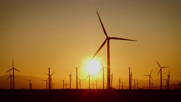 Wind turbines in Southern California near Palm Springs alt
