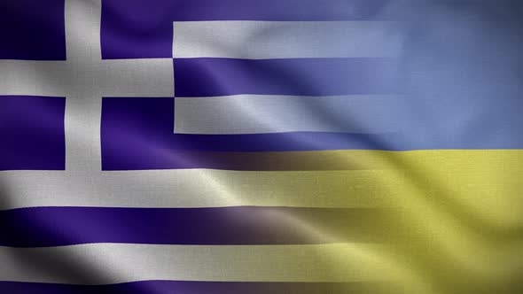 Ukraine Greece Flag Loop Background 4K