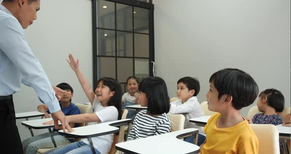 Student boy and girl study in classroom alt