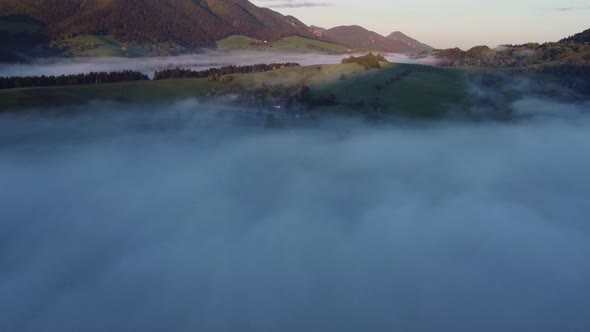 Beautiful Misty Fast Moving Aerial View