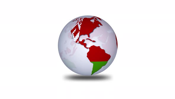 Belarus Flag 3d Rotated Planet Animated White Background