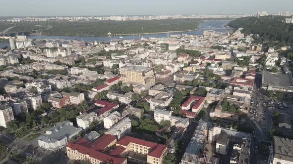 Kyiv, Ukraine. Aerial View. Slow Motion, Flat, Gray alt