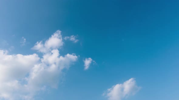 White moving clouds disappearing over blue sky, Timelapse, 4K