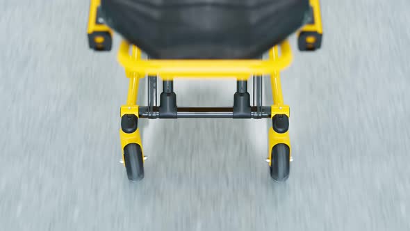 Emergency bed moving fast through a hospital corridor. Looping animation. 4KHD alt