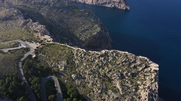 Aerial view of the observation deck on the Cape Formentor alt