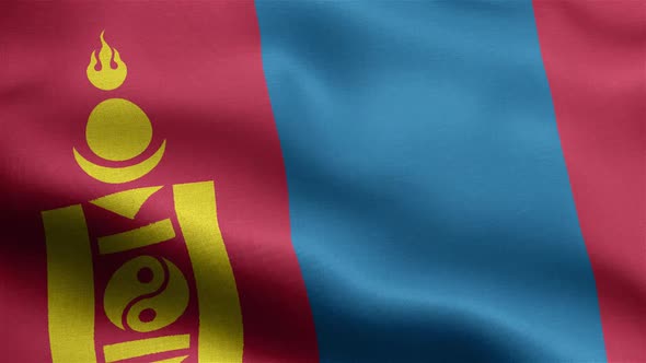 Mongolia Flag Seamless Closeup Waving Animation alt