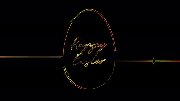 Happy Easter eggs seamless animation with neon lines. Video 4K animation of glowing neon alt
