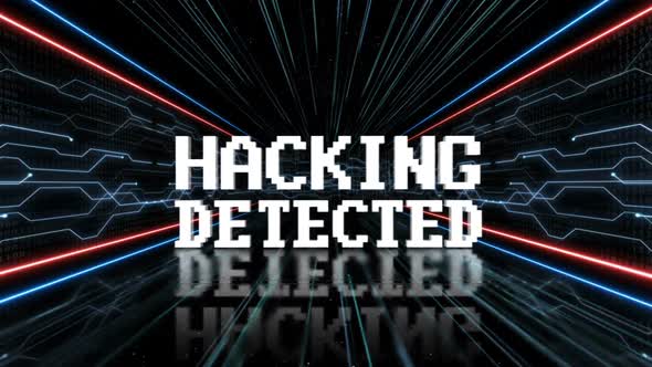 Hacking HACKING DETECTED Glitch Text in a Tech Room, Loopable
