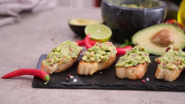 Bruschetta with Freshly Made Guacamole Sauce at Domestic Kitchen alt