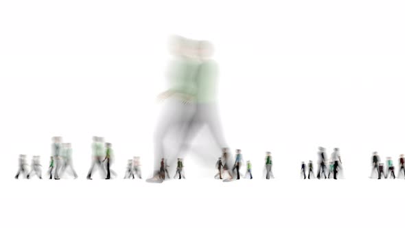 Blur Crowd of People Street Day Urban City Life on White Back alt