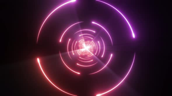 4k Colored Neon Lines Radial Tunnel 2