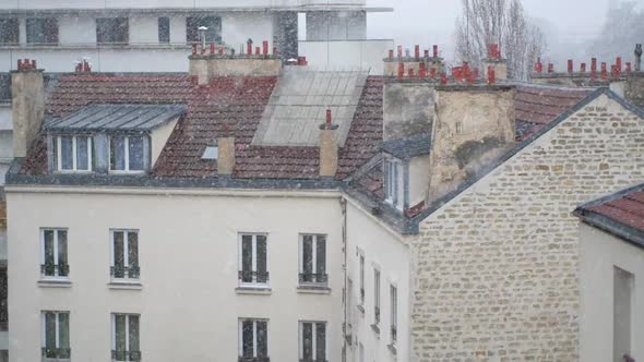 Typical parisian roofs under the snow	 alt