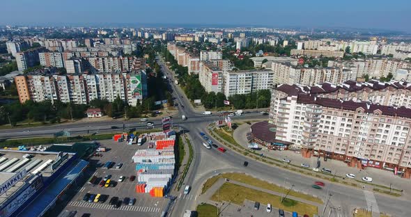 Panoramic Aerial drone view of city