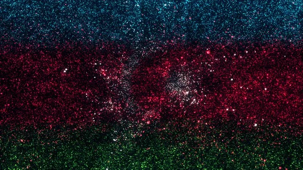 Azerbaijan Flag With Abstract Particles