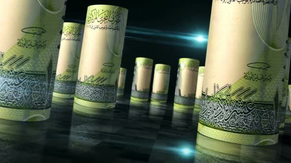 Bahrain Dinar money banknotes rolls seamless loop alt