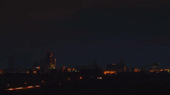 Evening Illumination of a Small Factory