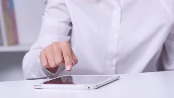 Woman Keeps Three Credit Cards and Completes Online Shopping. Close Up alt