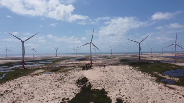 Sunset at sand dunes and rain water lagoons at northeast brazilian paradise alt