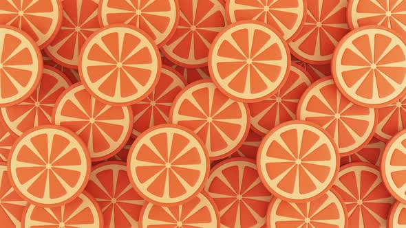 Orange background with juicy fruits